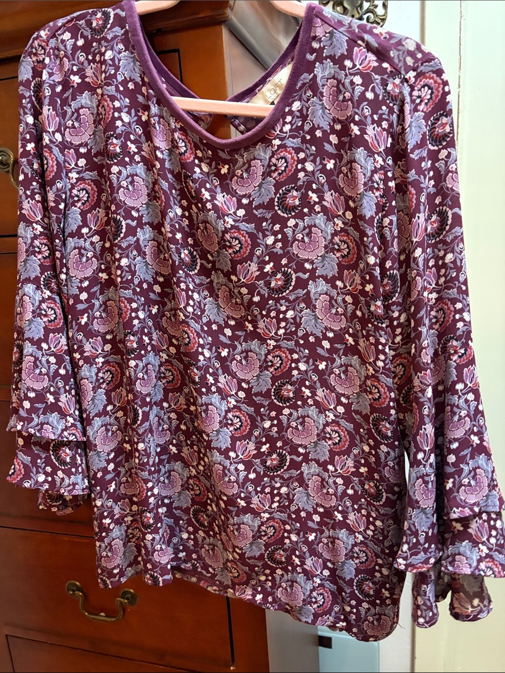 LOFT Plum Floral Scoop Neck Tunic